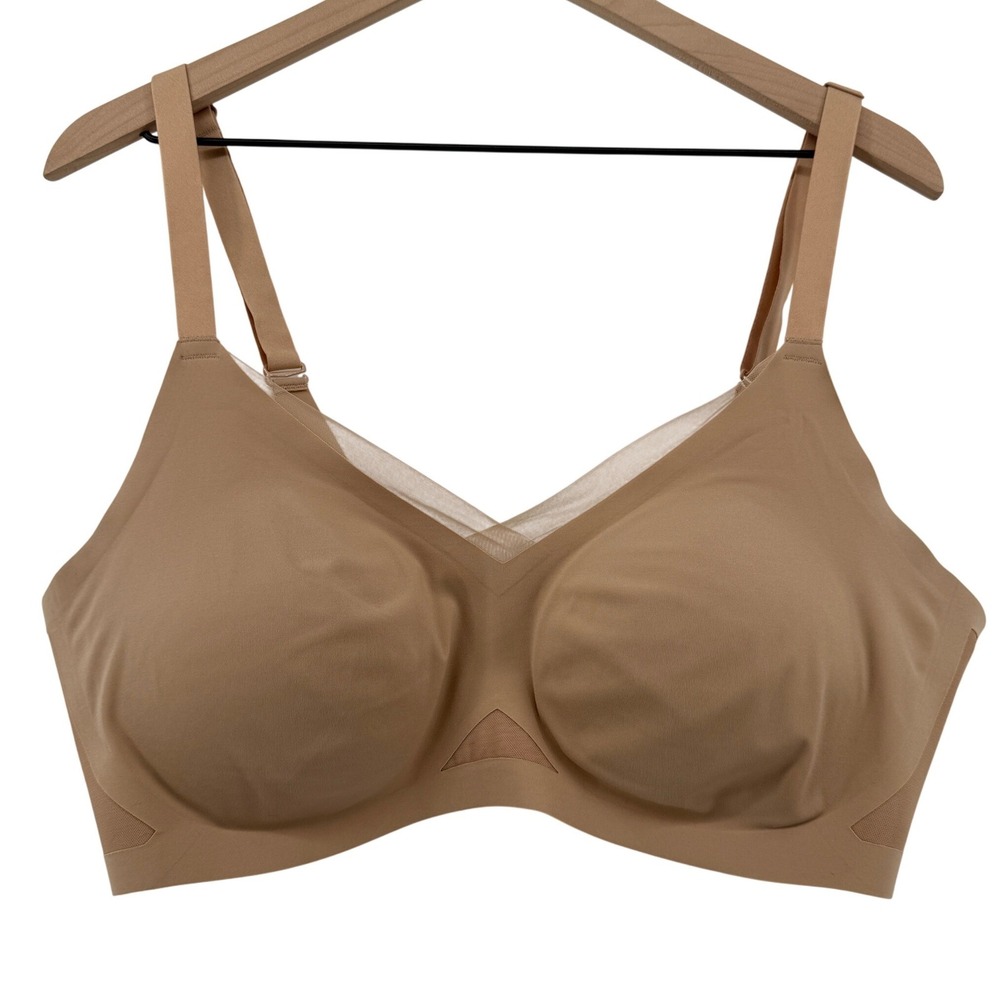 Honeylove CrossOver Bra Sand Nude Women 2X Wireless Smoothing Stretch LWBR0302